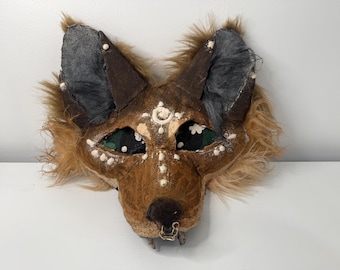 Máscara de zorro para cosplay hecha a mano: disfraz de animal de fantasía, máscara de criatura del bosque, accesorios de Fairycore, ideal para adolescentes y adultos pequeños.