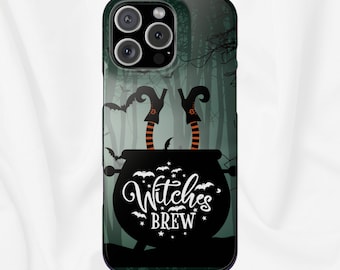 Witch Cauldron Design, Halloween Witch Slim Phone Case, Compatible with iPhone 17, 16, 15, 14, 13, Halloween Witch Cover