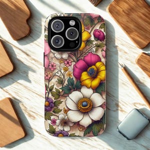Stained Glass Floral Gift Tough Case compatible with iPhone 16 plus pro max 15 14 13 12 11 10 9 8 Google Pixel Samsung Galaxy