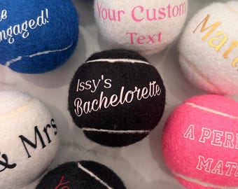 Personalized Tennis Ball Favors | Custom Wedding Place Cards | Bachelorette Party Favors | Engagement Party Decor | Coastal Wedding