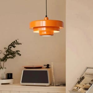 Orange Metal Pendant Light LED Vintage