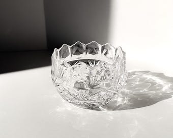 Kristallglasschale, Vintage-Bonboniere aus klarem Glas, Sternenmuster