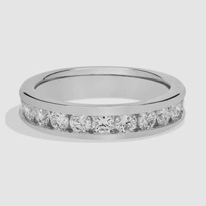 14K White Gold Channel-Set Lab Diamond Eternity Band – Minimalist Wedding Ring, Sustainable Luxury Jewelry, Stackable Anniversary Gift