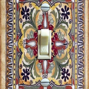 ITALIAN Vintage Tile (Faux) Switch Plate Double/Single/Rocker/Outlet