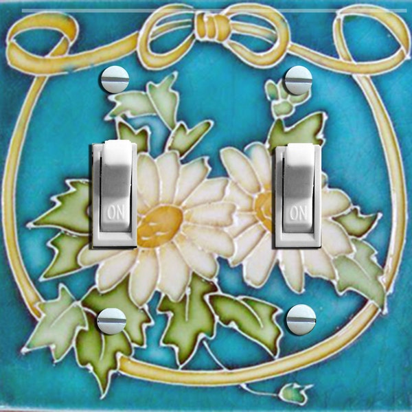 Art Nouveau MAJOLICA Tile c. 1900 (FAUX) Double Switch Plate