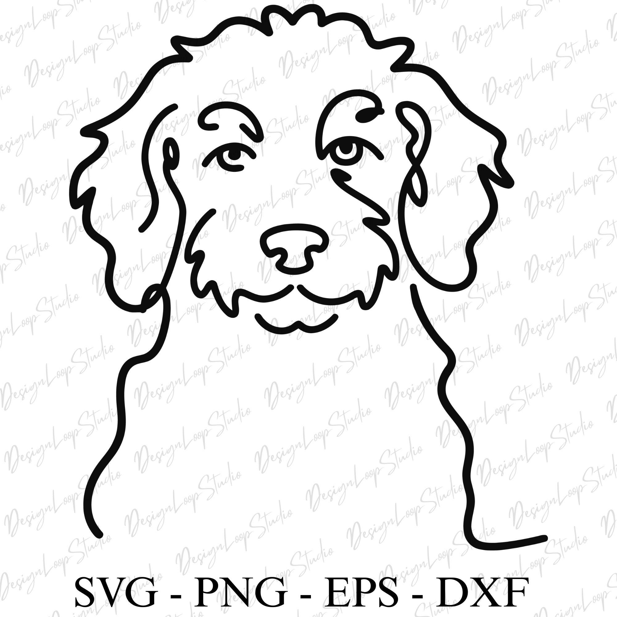 Goldendoodle Dog Line Art Svg | Png Dxf Eps | Vector Graphic Cut File ...