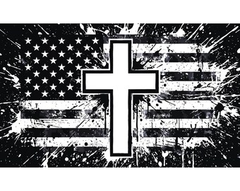 Flag With Cross Svg, Distressed American Flag and Cross, Cross With USA Flag Svg, Christian Cross American Flag Svg