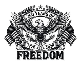 USA 250th Anniversary Eagle Emblem, USA 250th Anniversary Svg, America 250 Years 1776-2026 Cut File, Semiquincentennial Eagle Vector