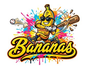 Savannah Banana Svg, Funny Banana Baseball Shirt Design, Bananas Baseball Svg, Baseball Lover Graphic, School Mascot Clipart