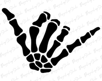Shaka Skeleton Hand Sign Svg. Vector Cut file for Cricut, Png Eps Dxf, Decal, Sticker, Vinyl, Pin