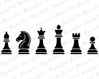 Chess Pieces Svg. Vector Cut file for Cricut, king, Queen, wazir, Png Eps Dxf, Decal, Sticker, Vinyl, Pin