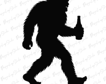 Bigfoot avec une bouteille de bière Svg, Drunk Svg, Yeti Svg, fichier Sasquatch Svg.Cut pour Cricut, Silhouette, Pdf Png Dxf Eps, Big Foot Svg