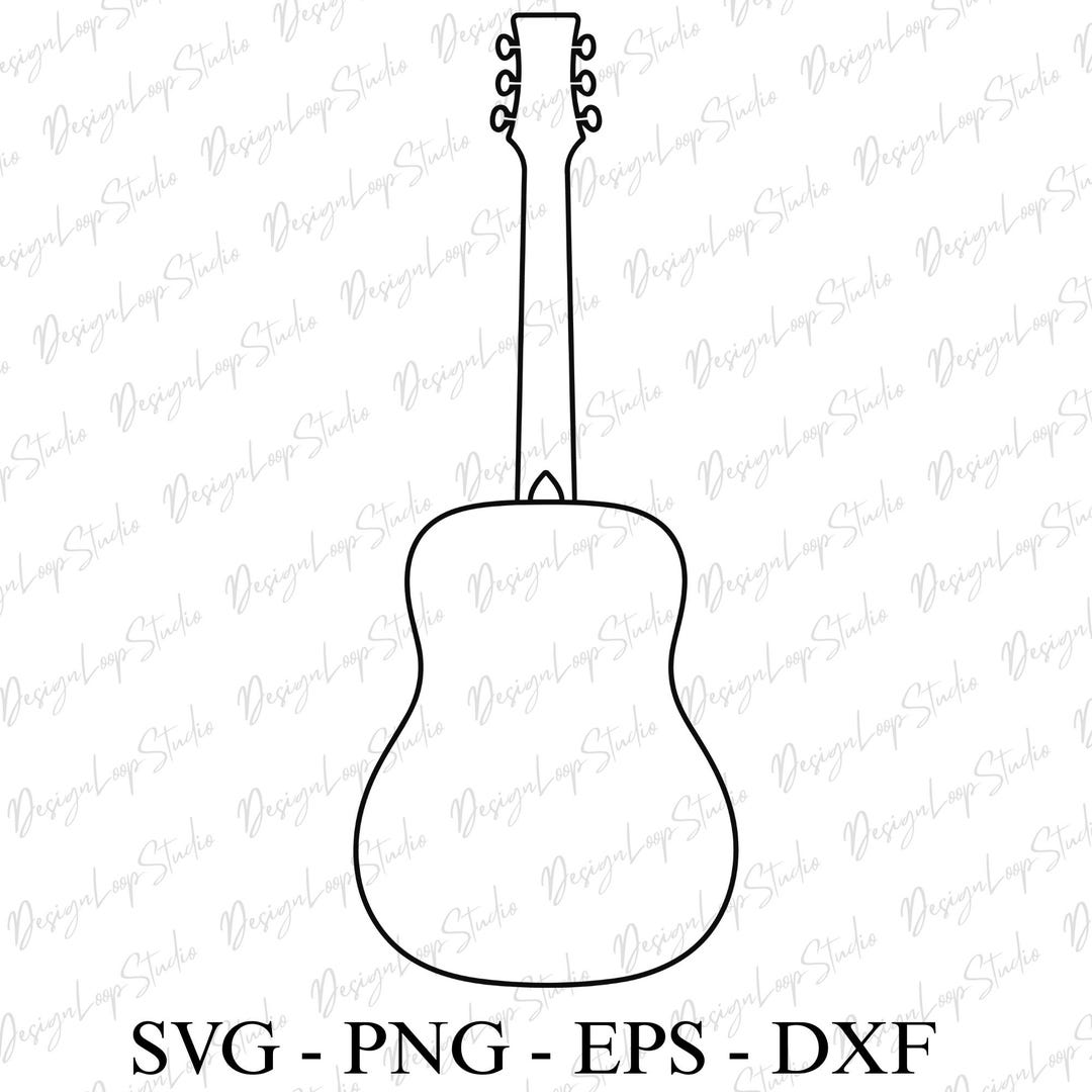 Acoustic Guitar Outline Svg Png Dxf Eps Vector Graphic Design Cut 