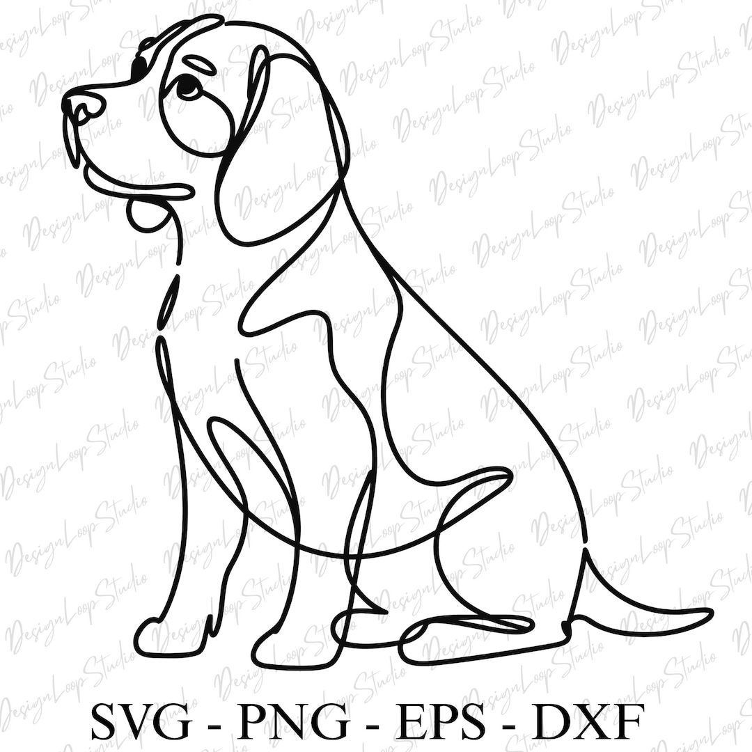 Goldendoodle Dog Line Art Svg | Png Dxf Eps | Vector Graphic Cut File ...