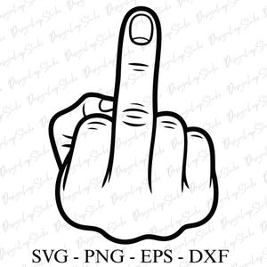 Dito medio, segno maleducato, download digitale, disegni Cricut, file di taglio vettoriale SVG e sfondo trasparente PNG
