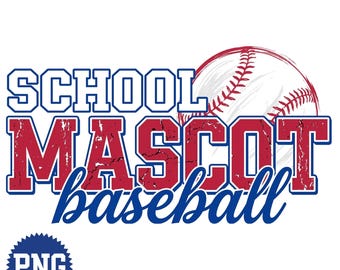 Custom Baseball Mascot High School Team Spirit, Wear Png Sublimation Design, Distressed Varsity Retro Game Day Baseball Png