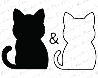 Silhouette et contour de chat simples svg|  png dxf Svg eps | Illustration vectorielle découpée, impression, teinture, gravure au laser, fichier numérique, utilisation commerciale