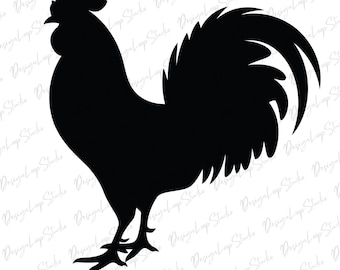 Rooster Svg. Vector Cut file for Cricut, The Big Black Rooster, Pdf Png Eps Dxf, Decal, Sticker, Vinyl, Pin