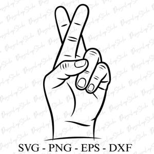 Crossed Fingers Svg. Wish Me Luck Gesture ,Png Eps Dxf, Decal, Sticker, Vinyl, Pin, Vector Cut file for Cricut