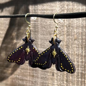 Black Celestial Moth Earrings