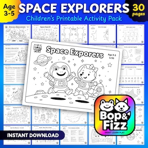 Space Activity Pack for Kids (Ages 3–5) | Printable PDF Preschool Games & Worksheets for Children | Fun Educational Printables for Toddlers