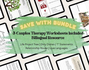 Couples Therapy Toolkit Bundle | 5 Worksheets | Gottman Inspired | Communication, Conflict & Connection | Printable PDF | Bilingual