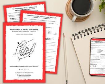 Relationship Values Worksheet | Therapy Tool for Self-Reflection & Decision Making (Bilingual PDF)