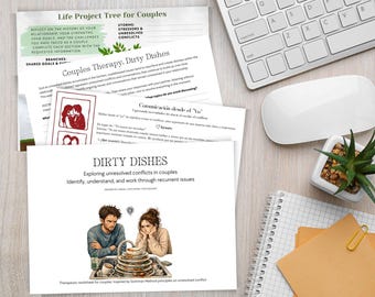 Dirty Dishes Couples Therapy Worksheet | Relationship Conflict Tool | Gottman Inspired Resource | Printable PDF | English & Spanish Versions