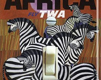 Africa TWA Vintage Travel Poster, Switch Plate Cover, Wall Plate, Single, Home Decor