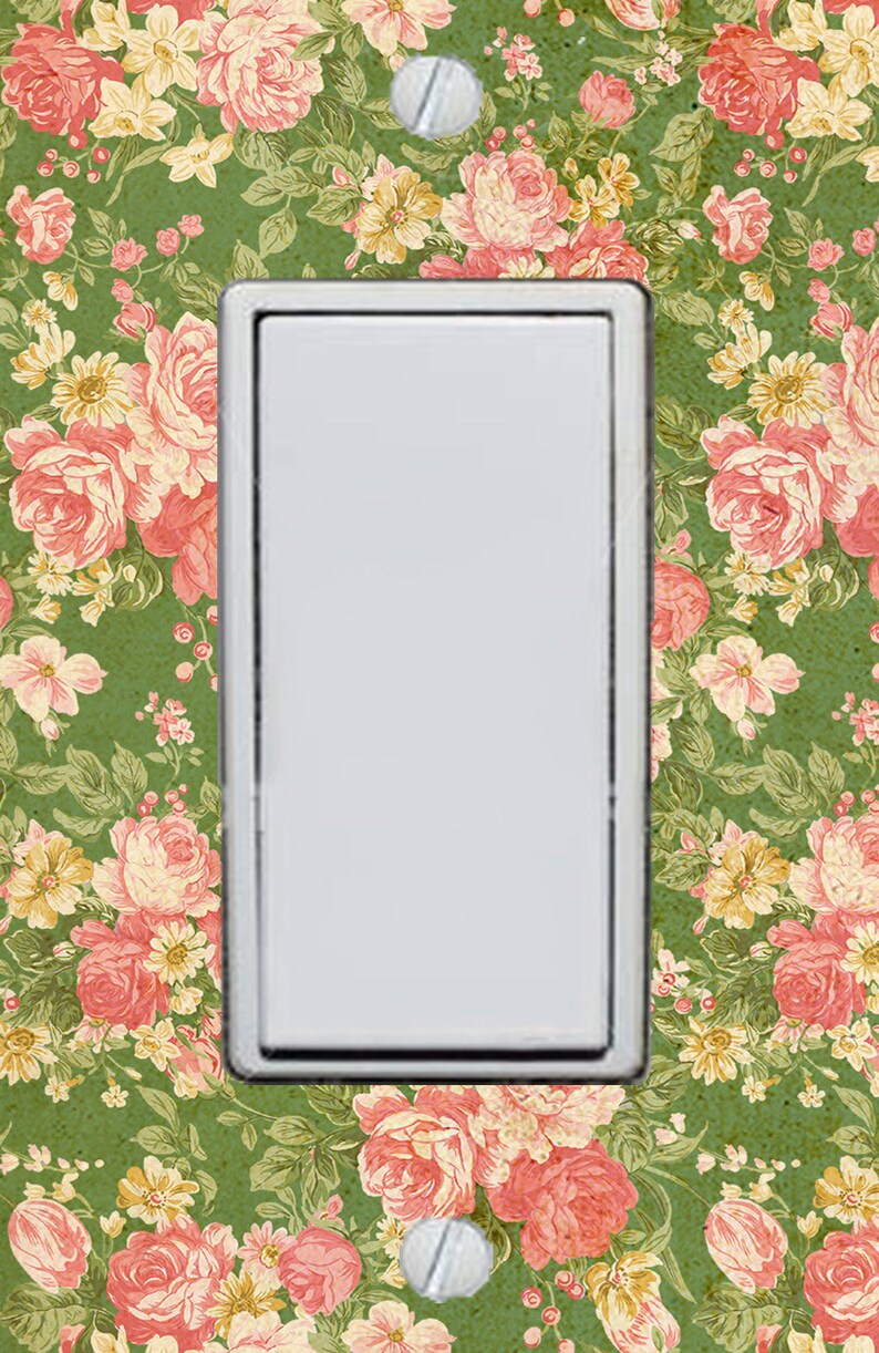Pink Rose Floral Wallpaper Switch Plate Cover Wall Plate Etsy