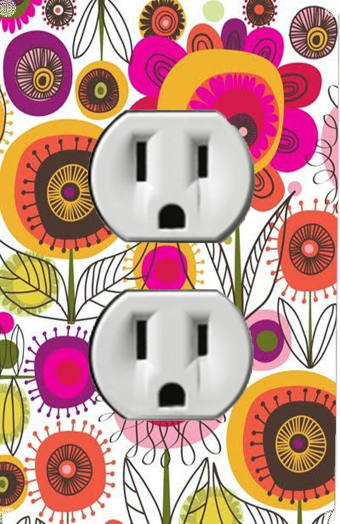Retro Flower Wallpaper Switch Plate Cover Wall Plate Etsy