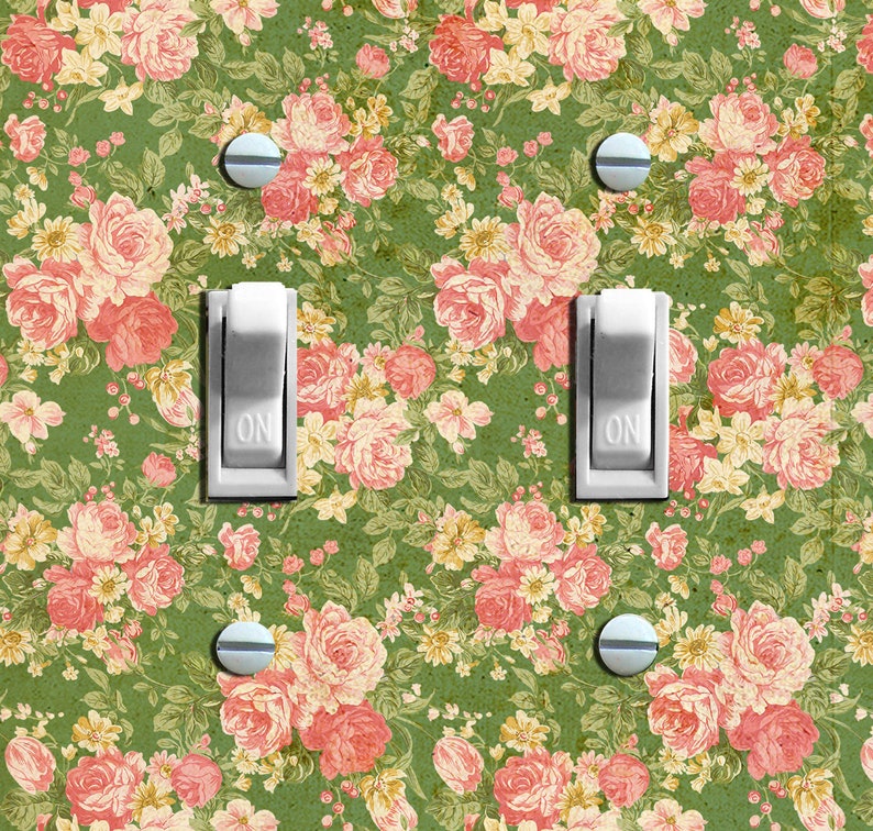 Pink Rose Floral Wallpaper Switch Plate Cover Wall Plate Etsy