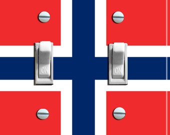 NORWEGIAN FLAG, Switch Plate Cover, Wall Plate, Single/Double/Triple, Home Decor