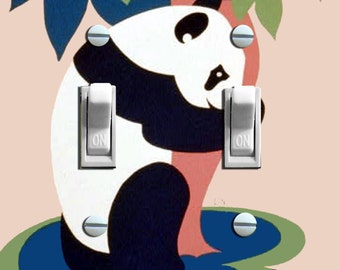 PANDA Vintage Zoo Poster, Switch Plate Cover, Wall Plate, Single/Double, Home Decor