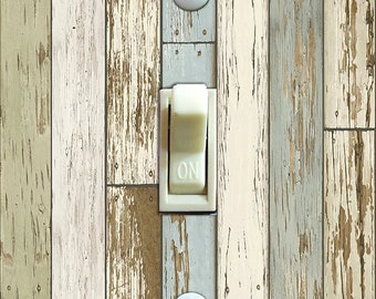 Distressed Aged Painted Faux Wood Light Switch Plate, Switch Plate Cover, Wall Plate, Home Decor Style 1