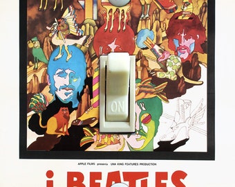 The Beatles Italian Yellow Submarine Vintage Poster, Switch Plate Cover, Wall Plate, Single, Home Decor