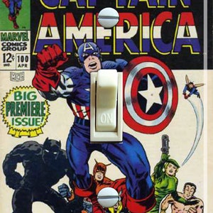 Vintage Captain America #100 1968, Switch Plate Cover, Wall Plate, Single, Home Decor