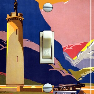 SCOTLAND Tower Vintage Travel Poster, Switch Plate Cover, Wall Plate, Single, Home Decor