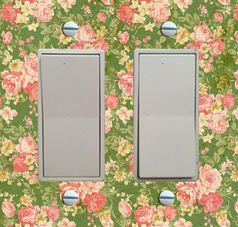 Pink Rose Floral Wallpaper Switch Plate Cover Wall Plate Etsy