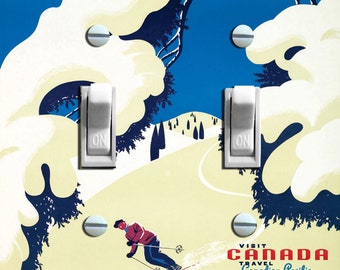 CANADA Tree SKI Vintage Ski Poster, Switch Plate Cover, Wall Plate, Single/Double, Home Decor