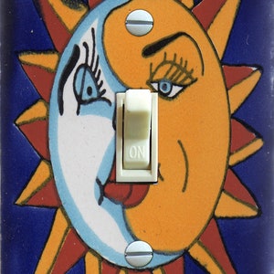 TALAVERA TILE (Imitación) Placa de interruptor de sol y luna, simple, doble, salida, basculante