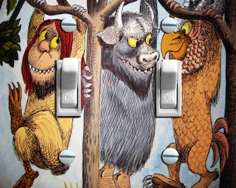 Where the Wild Things Are-illustratie, schakelplaatafdekking, wandplaat, dubbel/drievoudig, woondecoratie