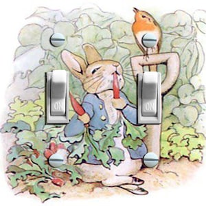 Vintage Benjamin Bunny, Switch Plate Cover, Wall Plate, Double, Home Decor