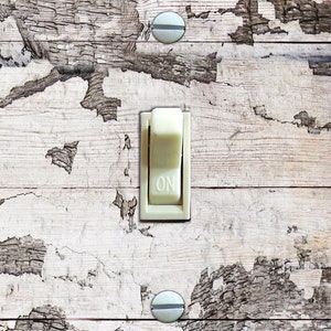 Chippy Weathered White Painted Faux Wood Light Switch Plate, Switch Plate Cover, Wall Plate, Home Decor Style 2