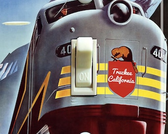 Truckee Train Vintage Travel Poster, cubierta decorativa de la placa de interruptor, placa de pared, individual, decoración del hogar