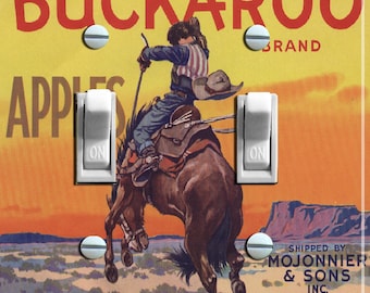 BUCKAROO Brand Vintage Crate Label, Switch Plate Cover, Wall Plate, Double, Home Decor