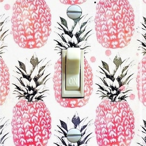 Vintage Pink Pineapple Wallpaper, Switch Plate Cover, Wall Plate, Single/Double/Rocker/Outlet, Home Decor