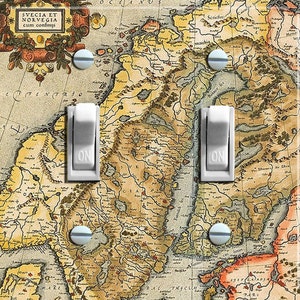 NORWEGEN & SCHWEDEN Vintage Landkarte, Wandplatte, Wandplatte, doppelseitig, Home Decor