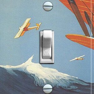 BIPLANES Vintage Poster, Switch Plate Cover, Wandplaat, Single, Home Decor