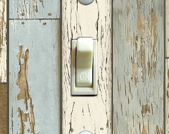 Placa de interruptor de luz de imitación de madera pintada envejecida y desgastada, cubierta de placa de interruptor, placa de pared, estilo de decoración del hogar 3